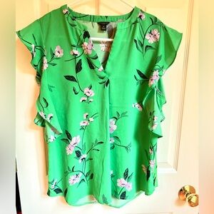 Ann Taylor Green Short Sleeve Blouse